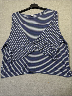 Women's Old Navy Long Sleeve Tee Plus Size XXL Blue White Striped